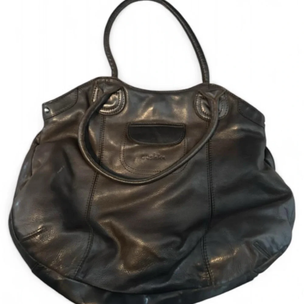 Oushka Dark Brown Slouchy, Utilitarian-style Shoulder bag.
